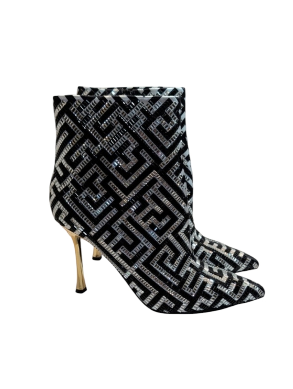 INC International Concepts Rakima3 Black and Silver Patterned Boots Size 8.5